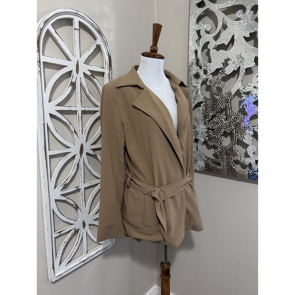 Boston Proper SIZE 8 Beige Stretch Beyond Travel Belted Jacket NWT - Picture 4 of 6